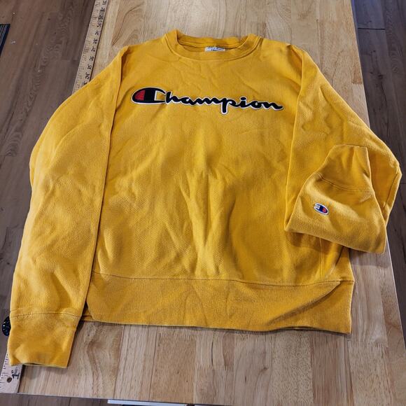 Champion Heavy Weight Terry Pullover Mustard Yellow Sweatshirt Small - Picture 1 of 9